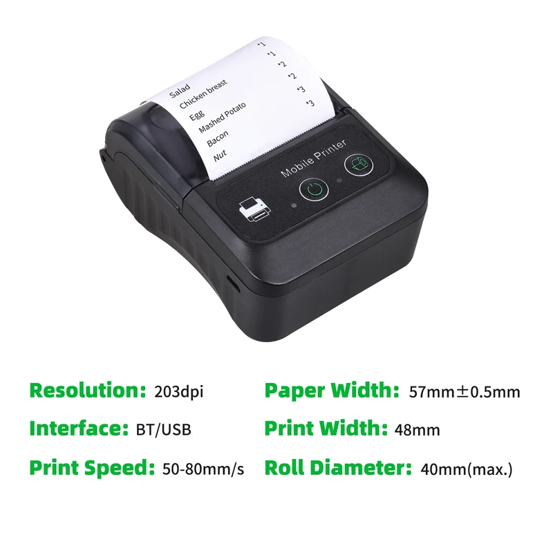 Portable 2 Inch Mini Thermal Printer Wireless Label Maker for Android IOS Windows