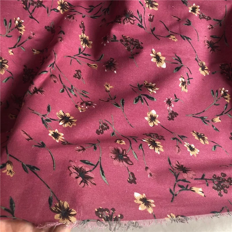 145cm Wide Printed Cotton and Linen Fabric Small Floral Patterns Retro Shirt Dress DIY Clothing Sewing Fabric 90% Cotton Content