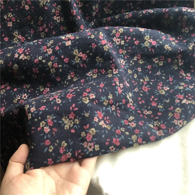 145cm Wide Printed Cotton and Linen Fabric Small Floral Patterns Retro Shirt Dress DIY Clothing Sewing Fabric 90% Cotton Content