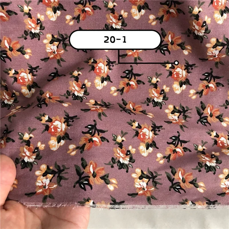 145cm Wide Printed Cotton and Linen Fabric Small Floral Patterns Retro Shirt Dress DIY Clothing Sewing Fabric 90% Cotton Content