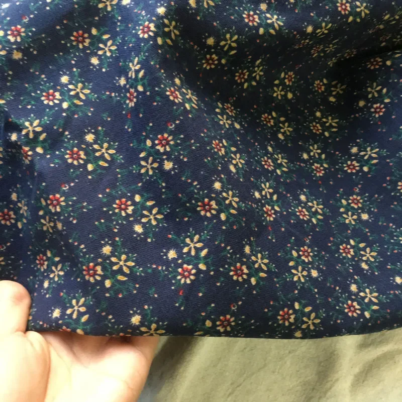 145cm Wide Printed Cotton and Linen Fabric Small Floral Patterns Retro Shirt Dress DIY Clothing Sewing Fabric 90% Cotton Content