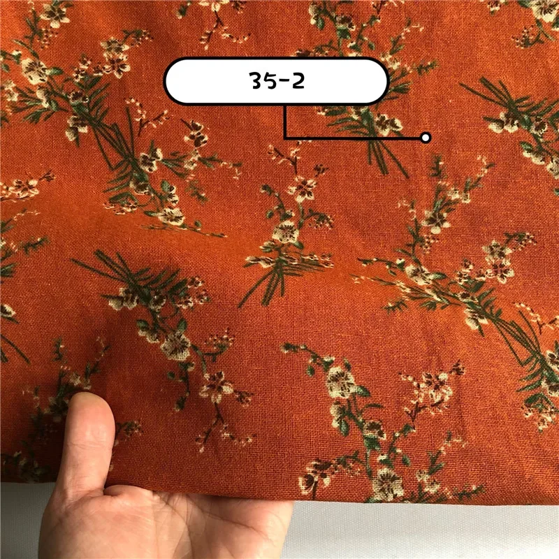 145cm Wide Printed Cotton and Linen Fabric Small Floral Patterns Retro Shirt Dress DIY Clothing Sewing Fabric 90% Cotton Content
