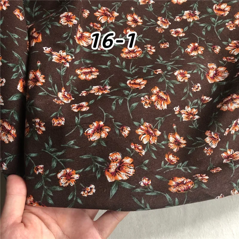 145cm Wide Printed Cotton and Linen Fabric Small Floral Patterns Retro Shirt Dress DIY Clothing Sewing Fabric 90% Cotton Content