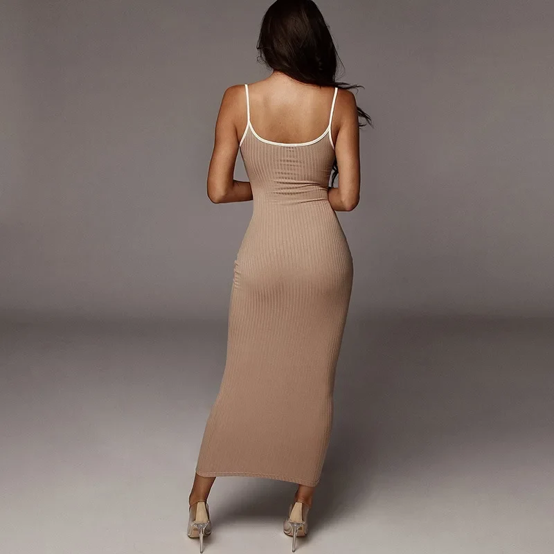 Fashion Sexy Skinny Kint Dress Backless Evening Maxi Dress Women Party Club Ladies Bodycon Peach Slim Hip Elegant Long Dresses