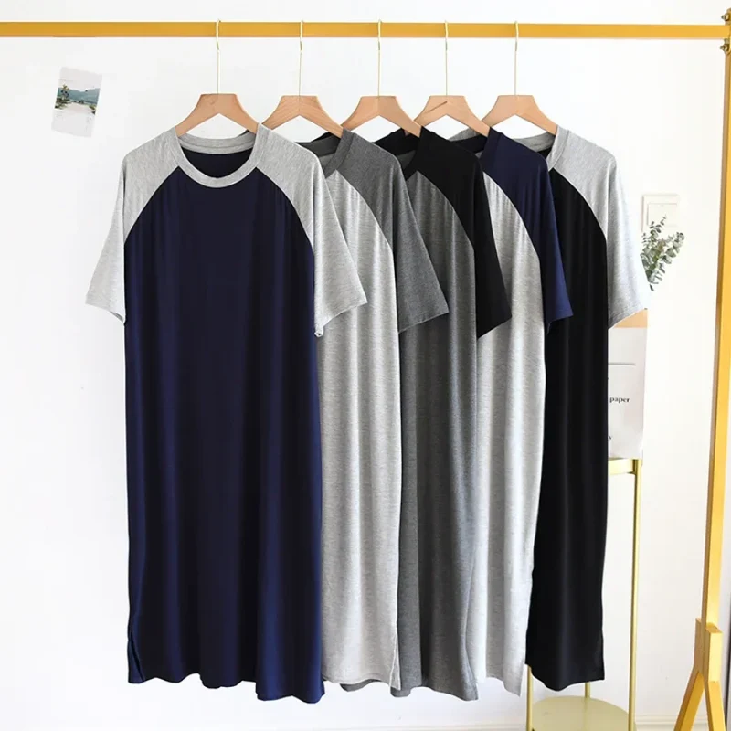 Plus Size 4XL 5XL Men's Summer Pajamas Modal Fabric Casual Soft Men's Nightgown Night Dress Male Oversized Bathrobe Mens Robe