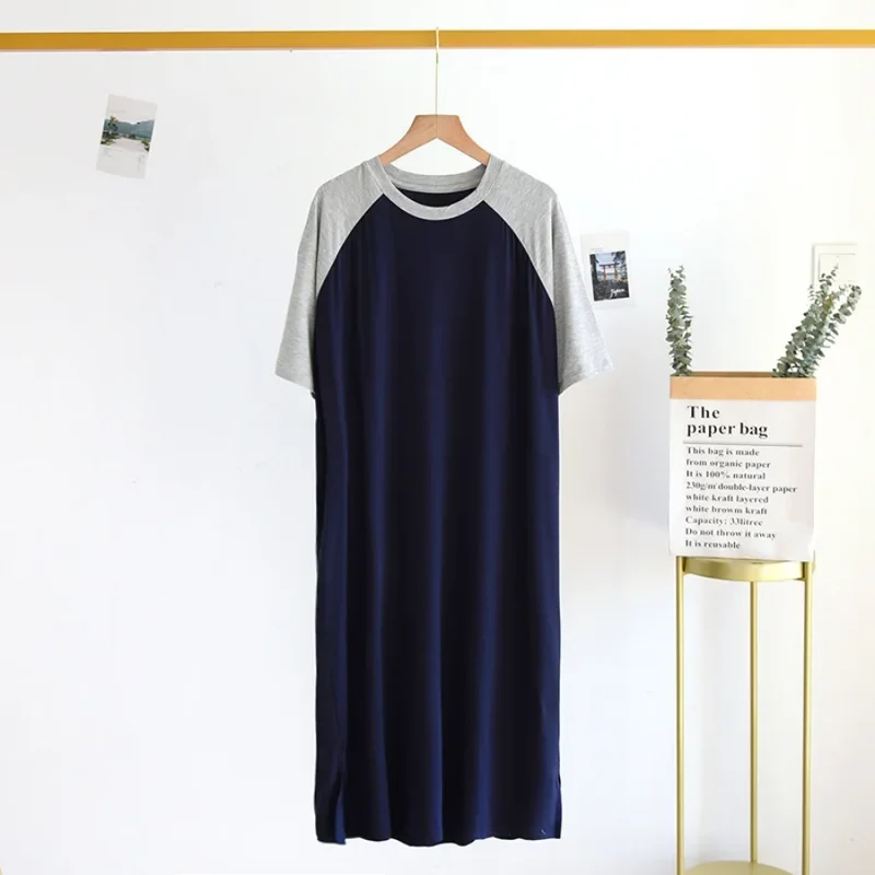 Plus Size 4XL 5XL Men's Summer Pajamas Modal Fabric Casual Soft Men's Nightgown Night Dress Male Oversized Bathrobe Mens Robe