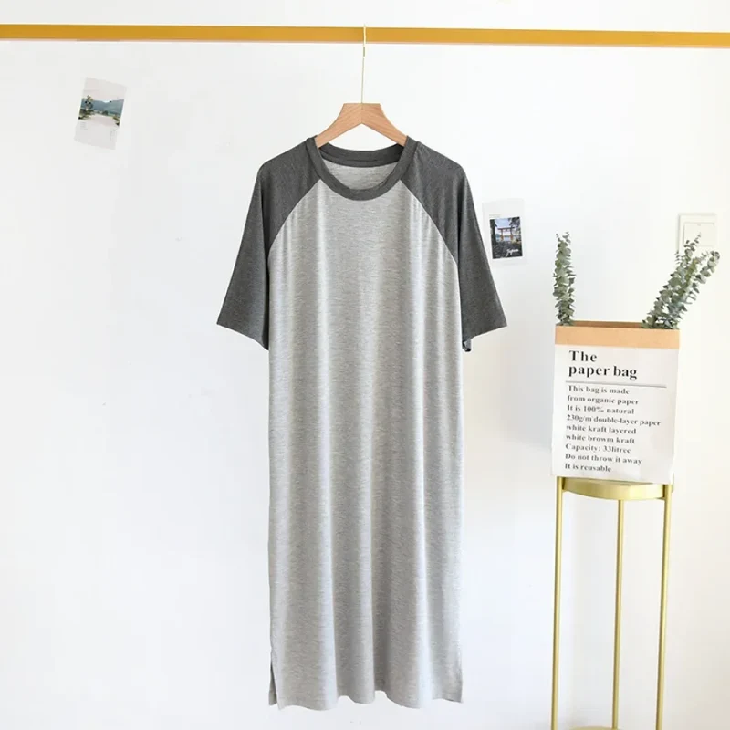 Plus Size 4XL 5XL Men's Summer Pajamas Modal Fabric Casual Soft Men's Nightgown Night Dress Male Oversized Bathrobe Mens Robe