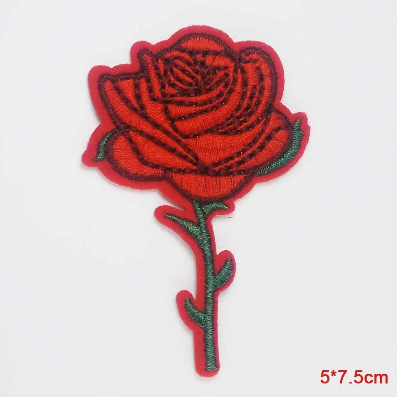 Black Flower Red Rose Embroidered Patch Iron On Patch Clothes Patch For Dress Hat Purse Clothing Woman