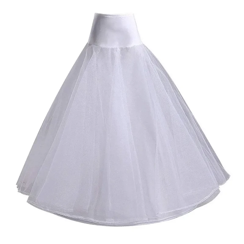 A-Line 1 Hoop White Petticoat for Weeding Dress Adjustable Size Bridal Gown Underskirt.