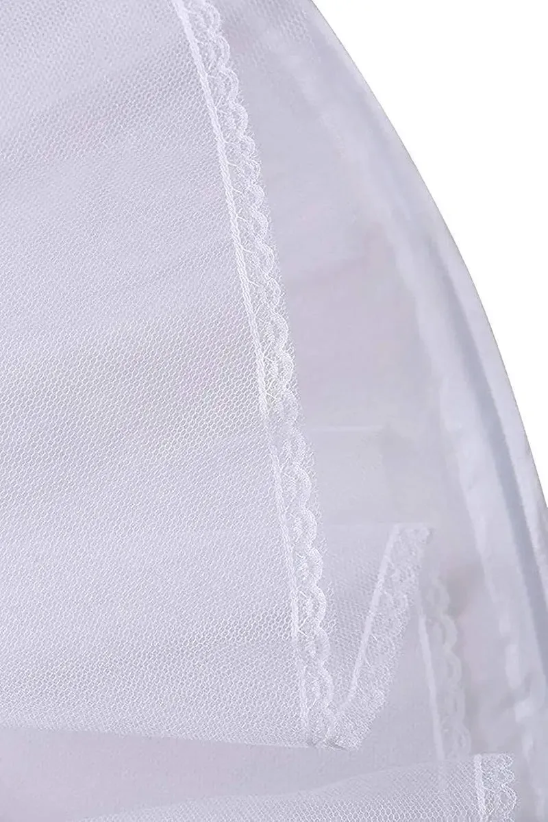A-Line 1 Hoop White Petticoat for Weeding Dress Adjustable Size Bridal Gown Underskirt.
