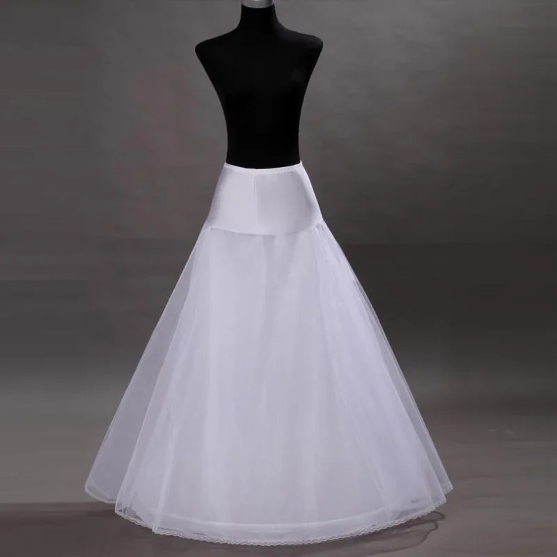 A-Line 1 Hoop White Petticoat for Weeding Dress Adjustable Size Bridal Gown Underskirt.