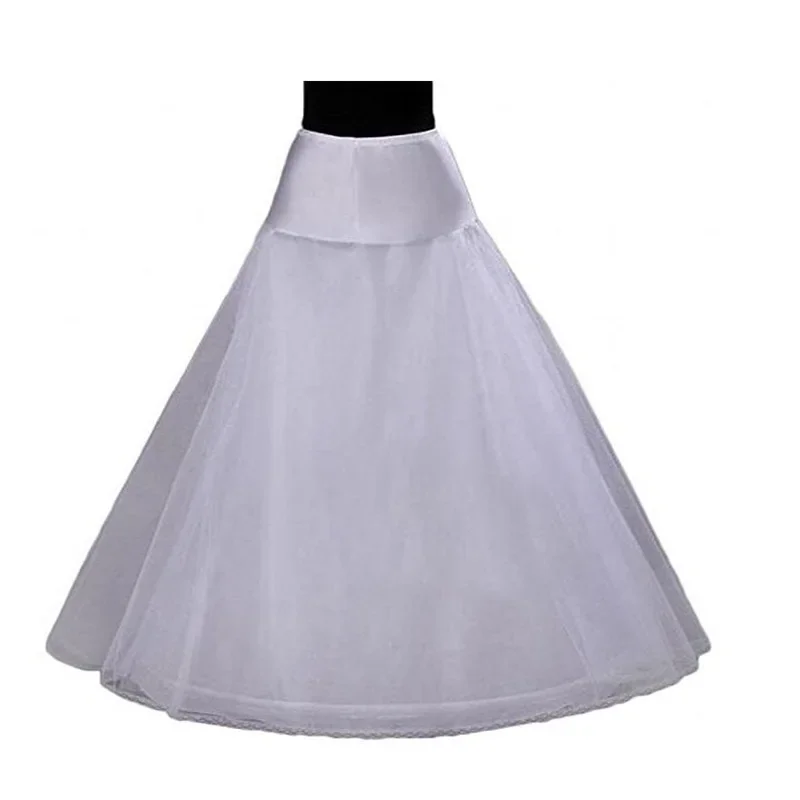 A-Line 1 Hoop White Petticoat for Weeding Dress Adjustable Size Bridal Gown Underskirt.