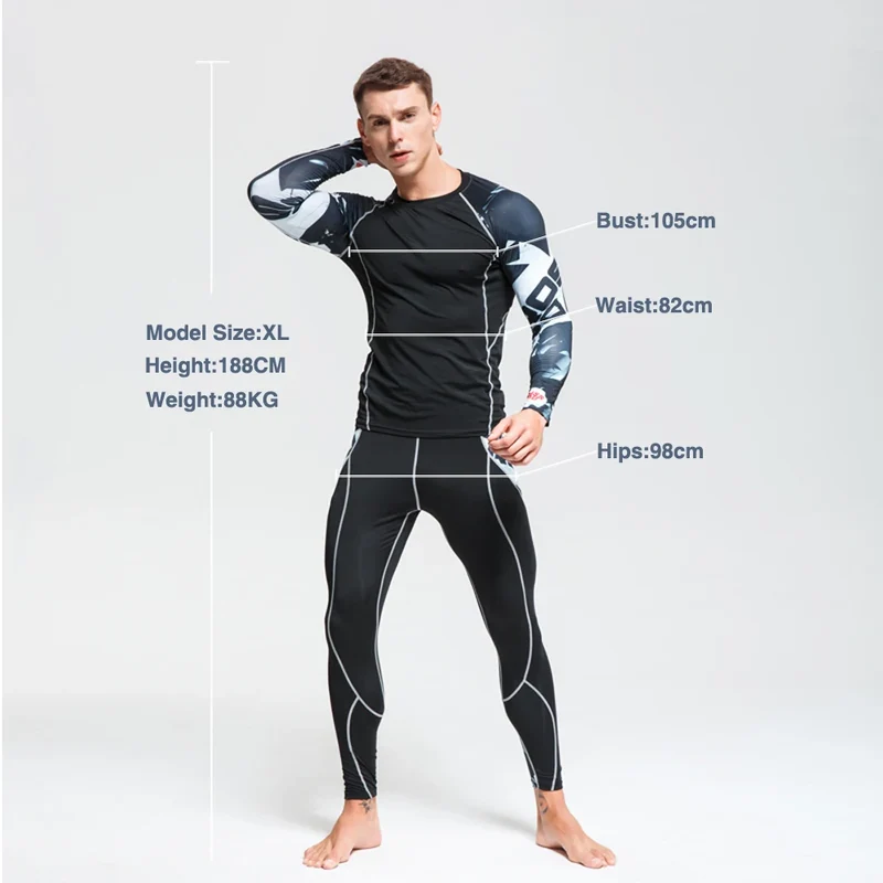 Men's Thermal Underwear Set MMA Tactics Leggings Solid Color Costume Compress Fitness Long Johns Men Winter Brands Men
