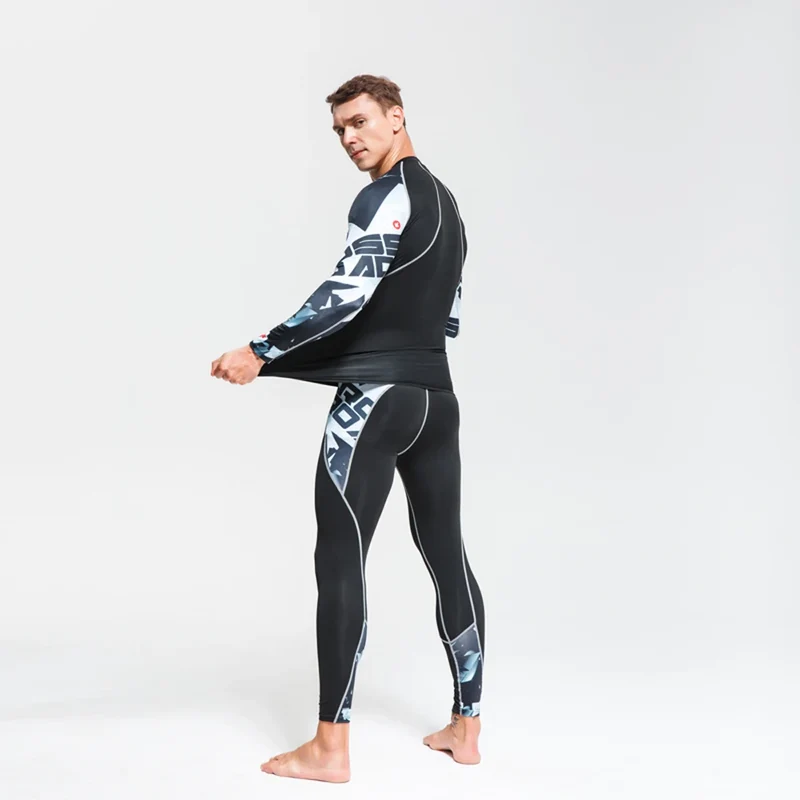 Men's Thermal Underwear Set MMA Tactics Leggings Solid Color Costume Compress Fitness Long Johns Men Winter Brands Men