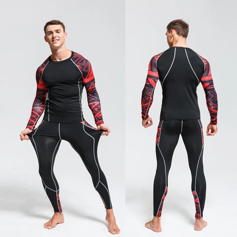 Men's Thermal Underwear Set MMA Tactics Leggings Solid Color Costume Compress Fitness Long Johns Men Winter Brands Men