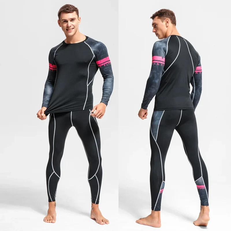 Men's Thermal Underwear Set MMA Tactics Leggings Solid Color Costume Compress Fitness Long Johns Men Winter Brands Men