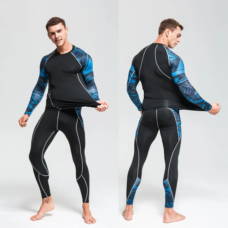 Men's Thermal Underwear Set MMA Tactics Leggings Solid Color Costume Compress Fitness Long Johns Men Winter Brands Men