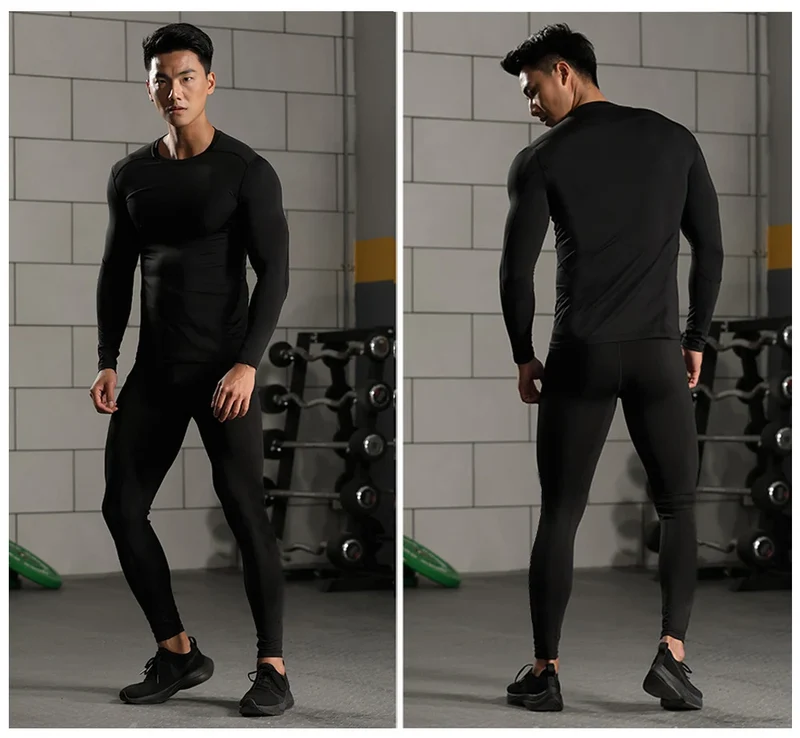 Men's Thermal Underwear Set MMA Tactics Leggings Solid Color Costume Compress Fitness Long Johns Men Winter Brands Men