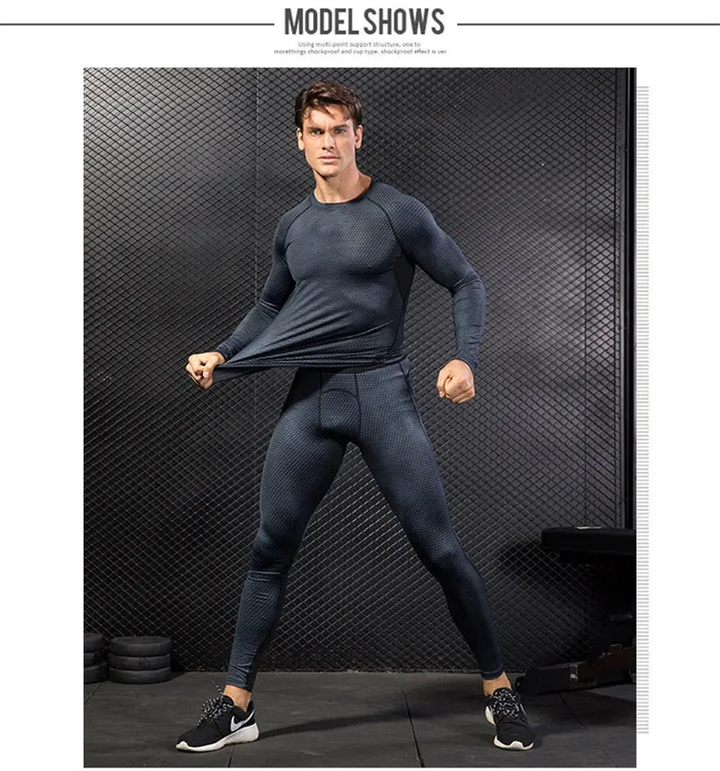 Men's Thermal Underwear Set MMA Tactics Leggings Solid Color Costume Compress Fitness Long Johns Men Winter Brands Men