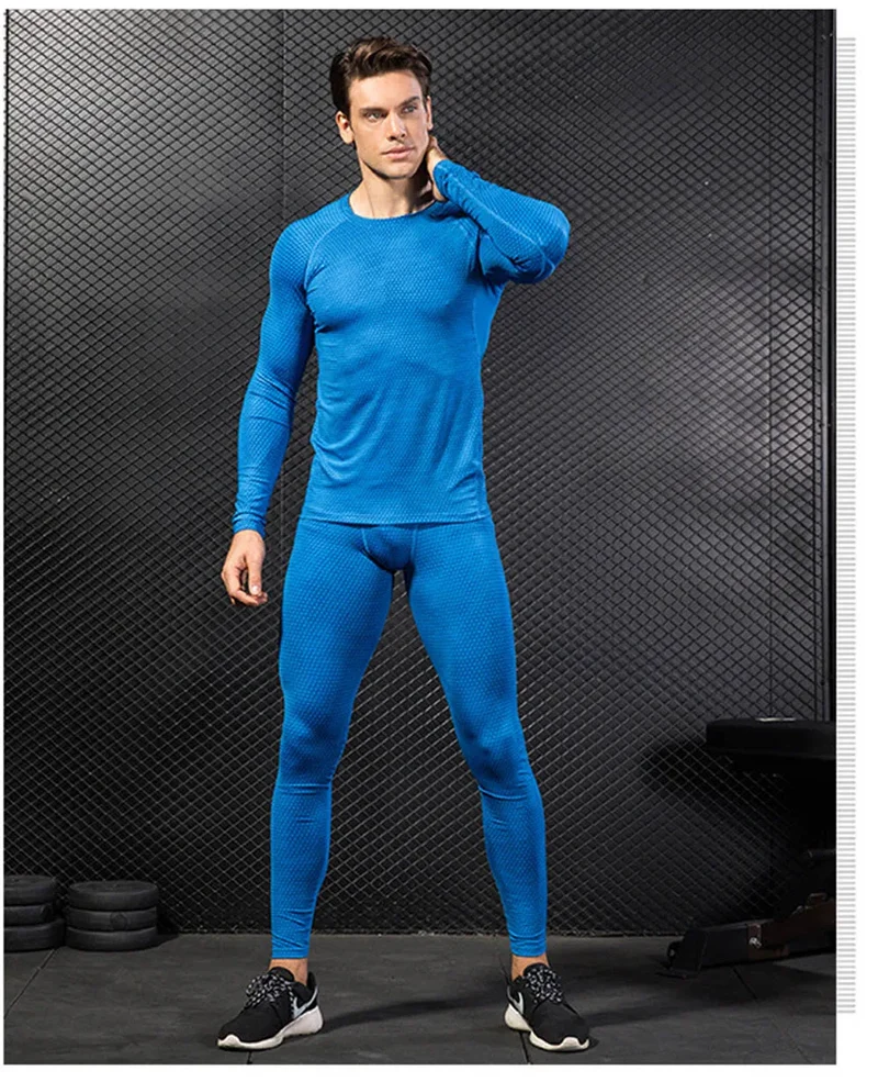 Men's Thermal Underwear Set MMA Tactics Leggings Solid Color Costume Compress Fitness Long Johns Men Winter Brands Men