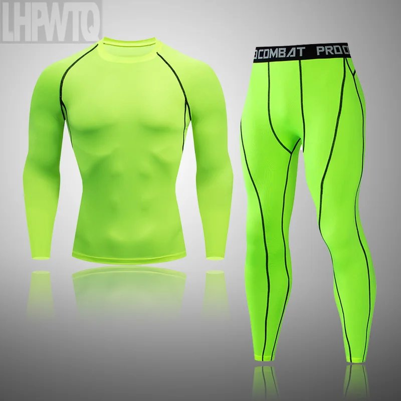 Men's Thermal Underwear Set MMA Tactics Leggings Solid Color Costume Compress Fitness Long Johns Men Winter Brands Men