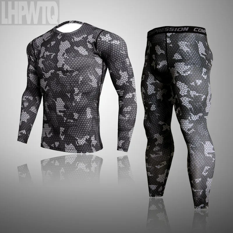 Men's Thermal Underwear Set MMA Tactics Leggings Solid Color Costume Compress Fitness Long Johns Men Winter Brands Men