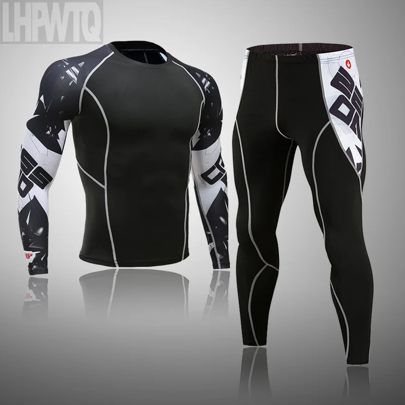 Men's Thermal Underwear Set MMA Tactics Leggings Solid Color Costume Compress Fitness Long Johns Men Winter Brands Men