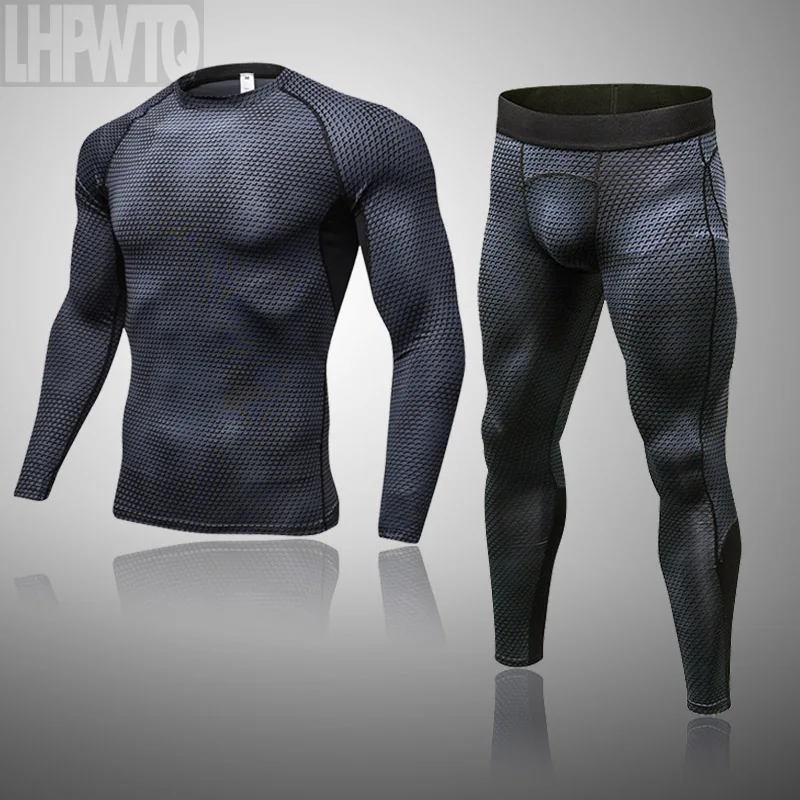 Men's Thermal Underwear Set MMA Tactics Leggings Solid Color Costume Compress Fitness Long Johns Men Winter Brands Men