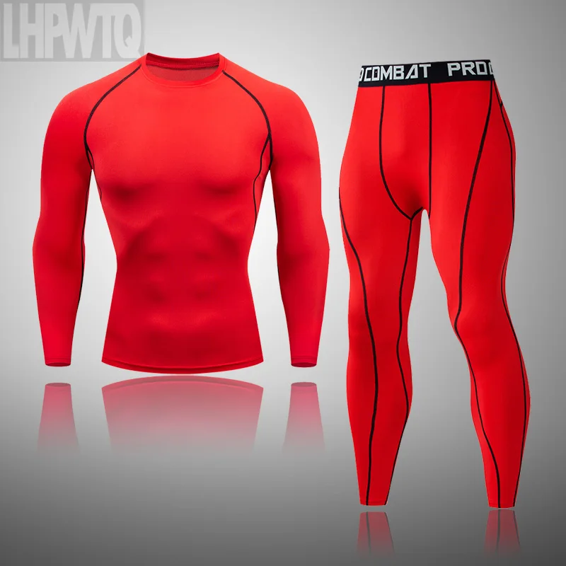 Men's Thermal Underwear Set MMA Tactics Leggings Solid Color Costume Compress Fitness Long Johns Men Winter Brands Men