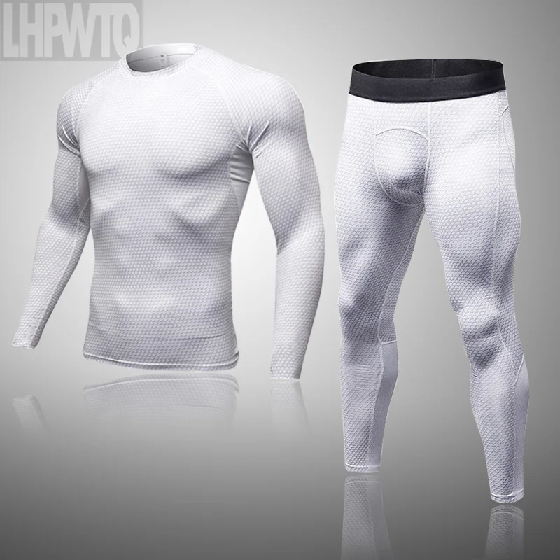 Men's Thermal Underwear Set MMA Tactics Leggings Solid Color Costume Compress Fitness Long Johns Men Winter Brands Men