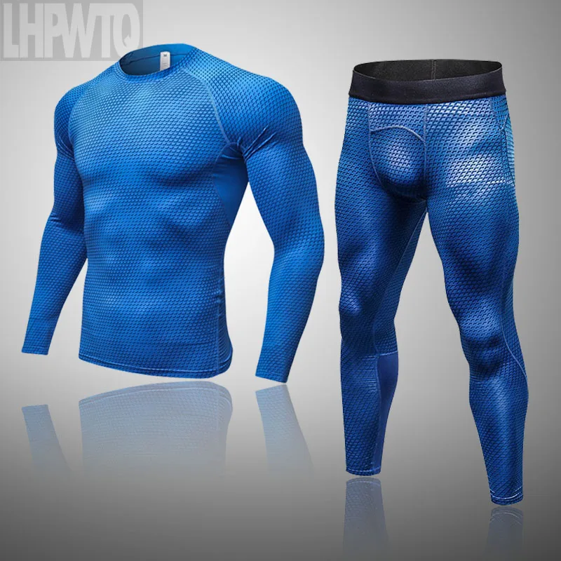 Men's Thermal Underwear Set MMA Tactics Leggings Solid Color Costume Compress Fitness Long Johns Men Winter Brands Men