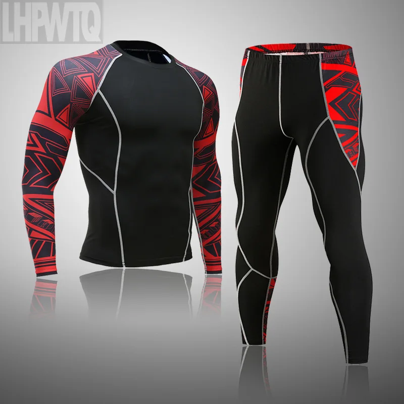 Men's Thermal Underwear Set MMA Tactics Leggings Solid Color Costume Compress Fitness Long Johns Men Winter Brands Men