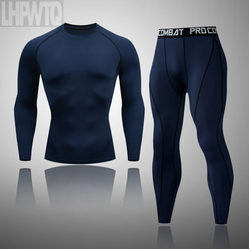 Men's Thermal Underwear Set MMA Tactics Leggings Solid Color Costume Compress Fitness Long Johns Men Winter Brands Men