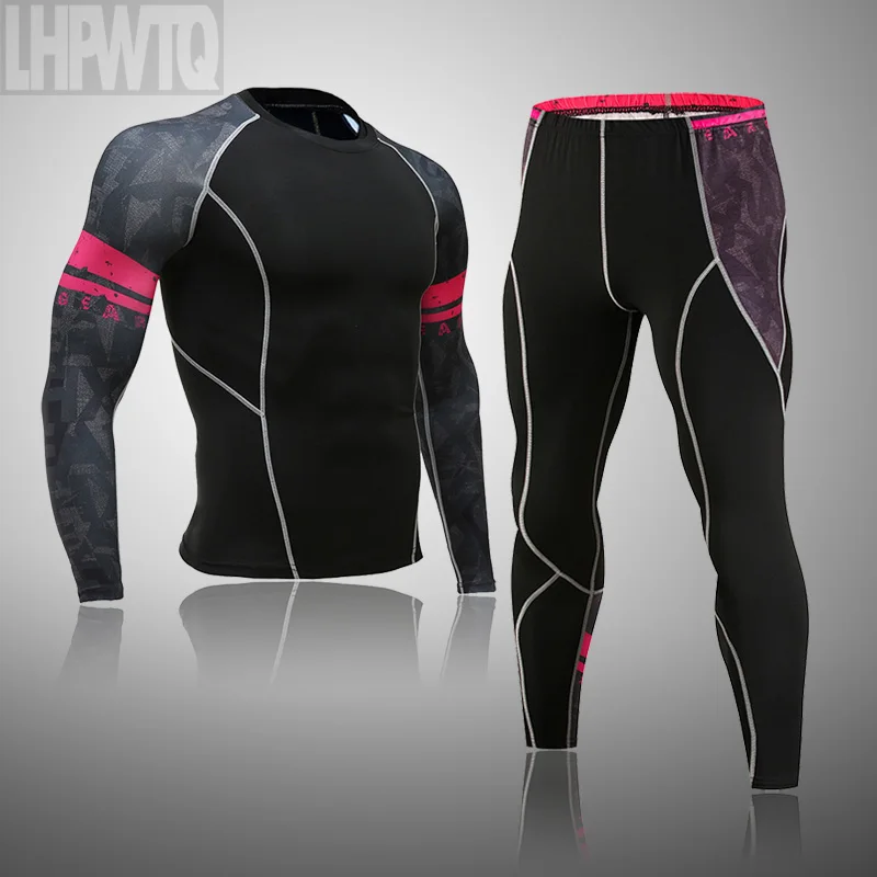 Men's Thermal Underwear Set MMA Tactics Leggings Solid Color Costume Compress Fitness Long Johns Men Winter Brands Men