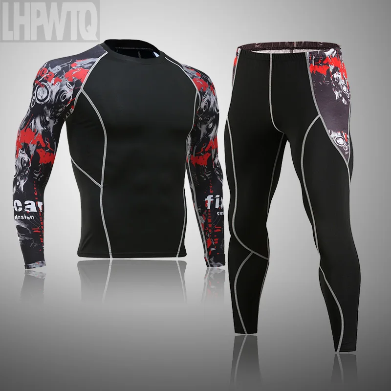 Men's Thermal Underwear Set MMA Tactics Leggings Solid Color Costume Compress Fitness Long Johns Men Winter Brands Men