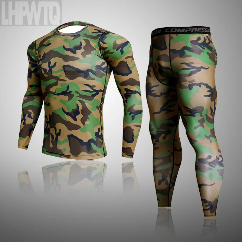 Men's Thermal Underwear Set MMA Tactics Leggings Solid Color Costume Compress Fitness Long Johns Men Winter Brands Men
