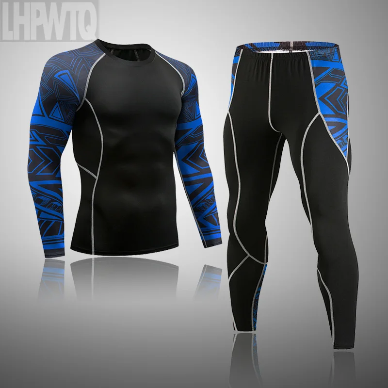 Men's Thermal Underwear Set MMA Tactics Leggings Solid Color Costume Compress Fitness Long Johns Men Winter Brands Men