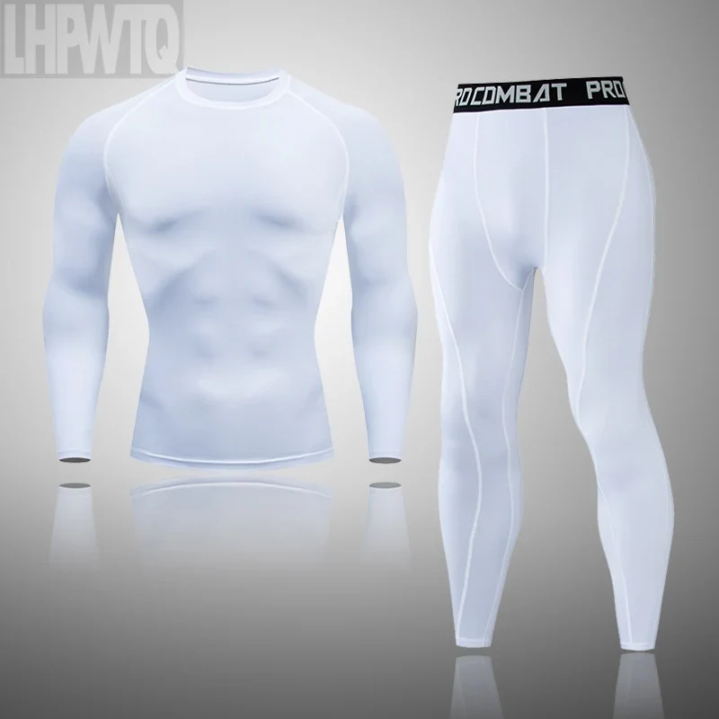 Men's Thermal Underwear Set MMA Tactics Leggings Solid Color Costume Compress Fitness Long Johns Men Winter Brands Men