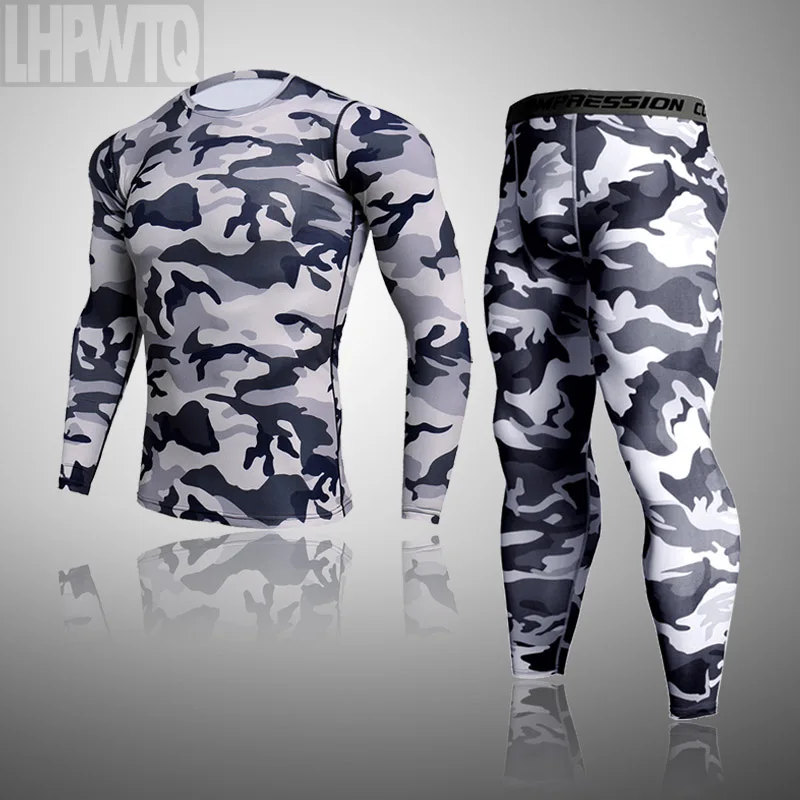 Men's Thermal Underwear Set MMA Tactics Leggings Solid Color Costume Compress Fitness Long Johns Men Winter Brands Men