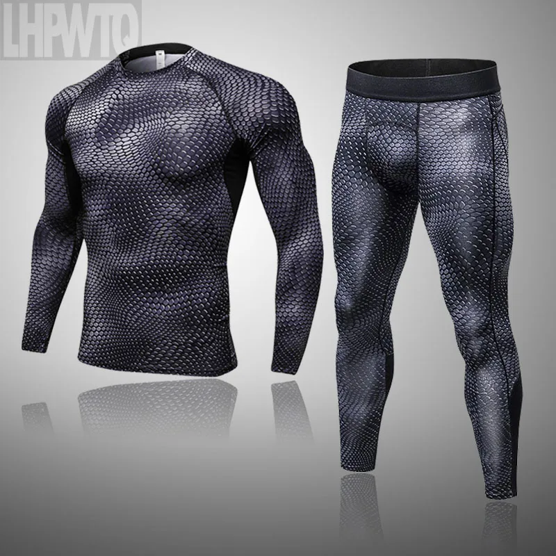 Men's Thermal Underwear Set MMA Tactics Leggings Solid Color Costume Compress Fitness Long Johns Men Winter Brands Men