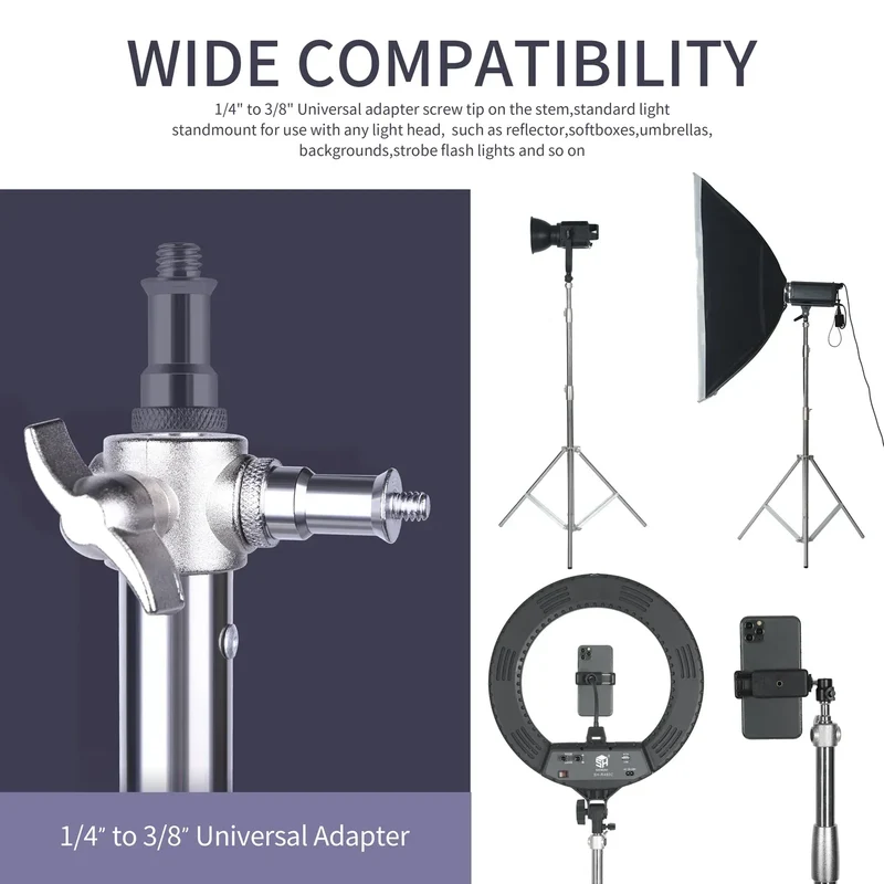 290cm Air Pressure Tripod Bearing 10kg for Camera Stainless Steel Light Stand For Ring Light Live Youtube and Photography Soft