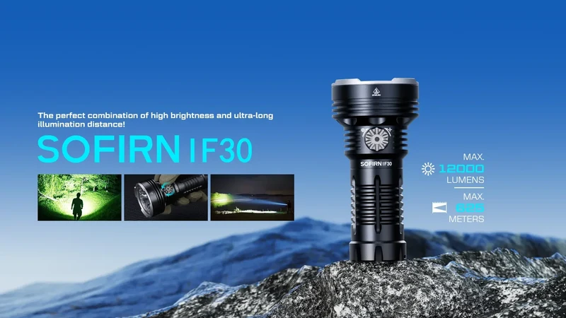 Sofirn IF30 Powerful USB C Rechargeable EDC Flashlight IPX8 Waterproof 32650 12000lm SFT40 Lamp Portable Torch