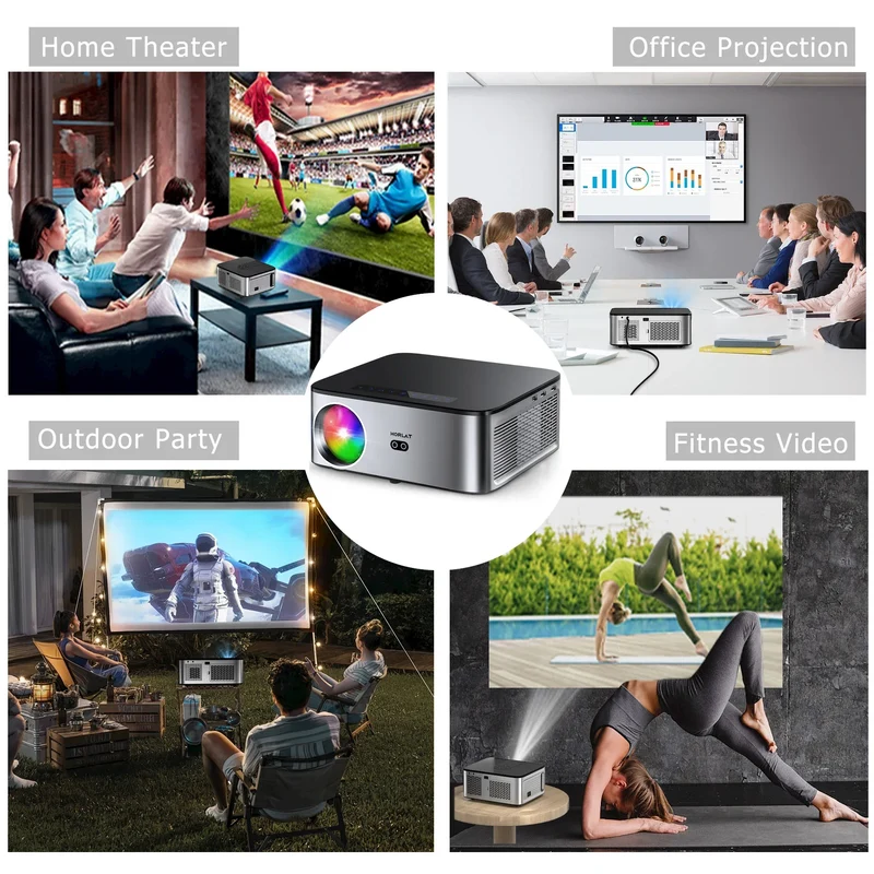 HORLAT 35000Lumenes 4K Android Projector 8K Decode Video Audio Home Theater AutoFocus Keystone 5G WiFi Portable Proyector Beamer