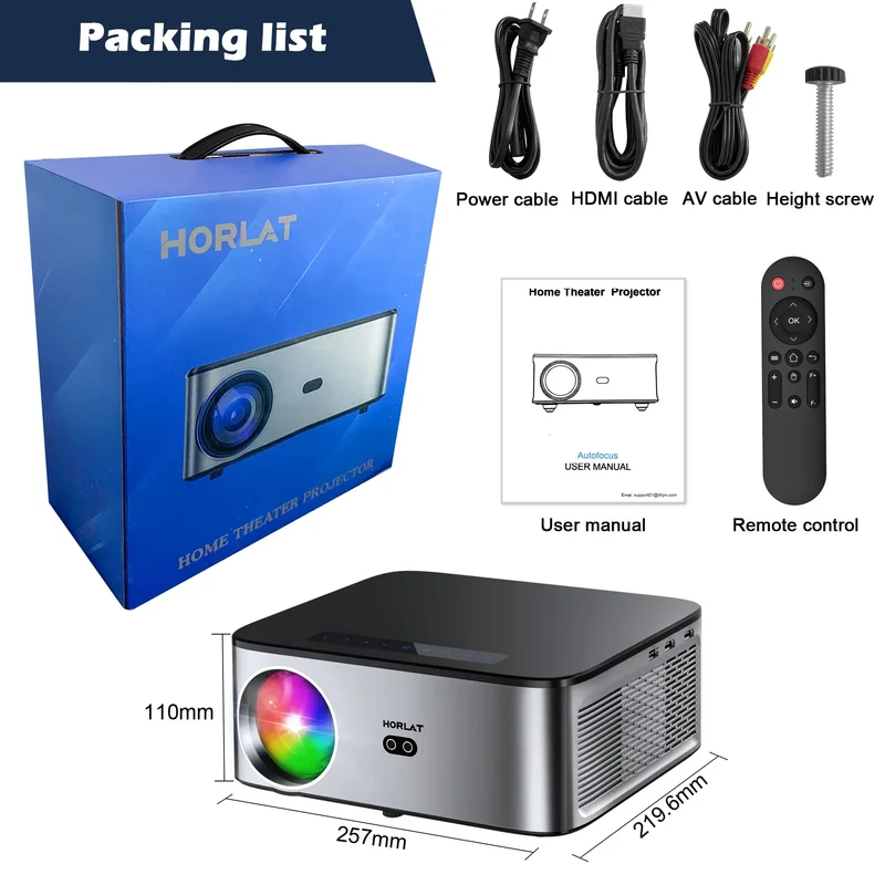 HORLAT 35000Lumenes 4K Android Projector 8K Decode Video Audio Home Theater AutoFocus Keystone 5G WiFi Portable Proyector Beamer