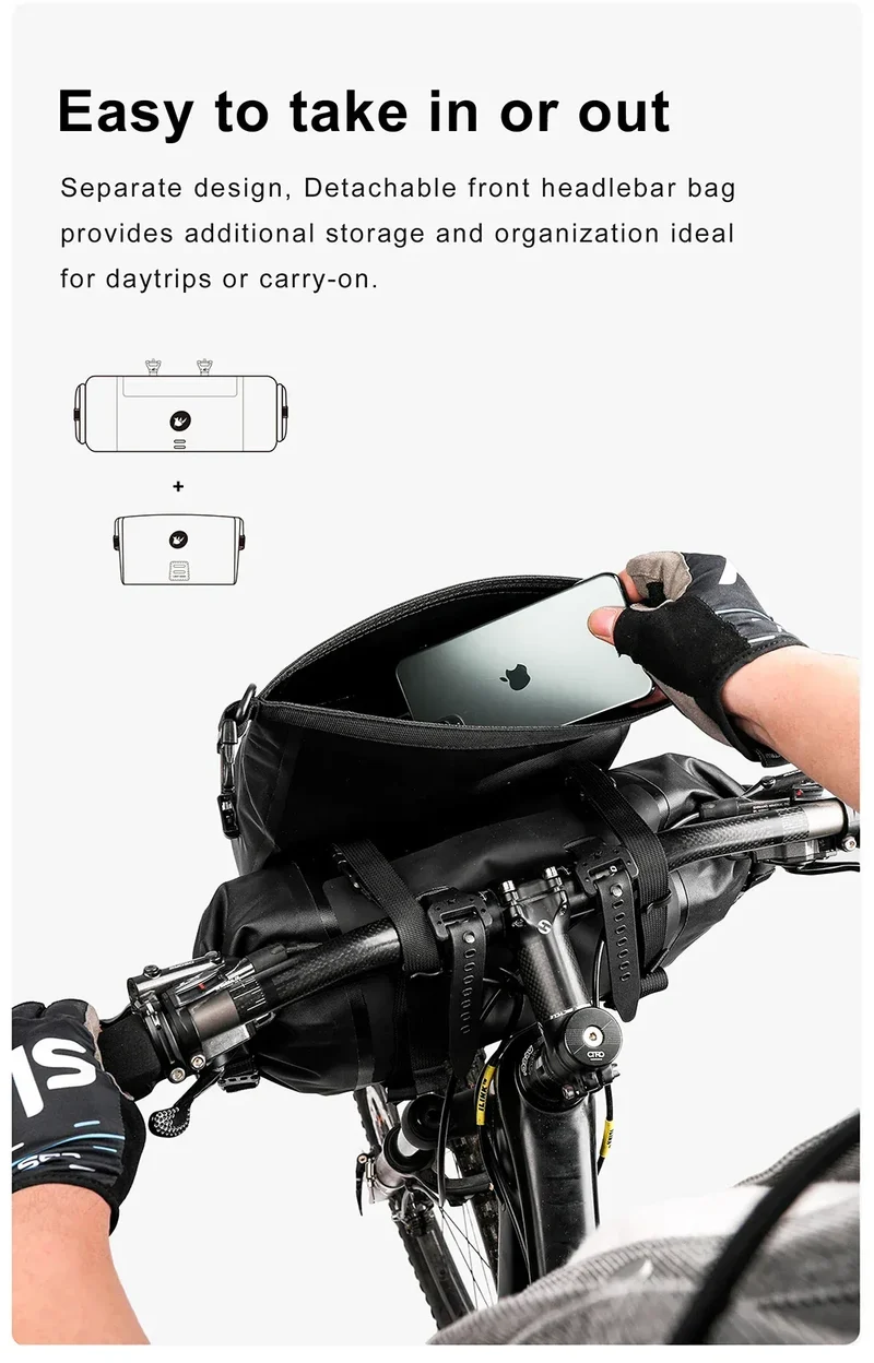 Rhinowalk Bike Handlebar Bag Waterproof Big Capacity 4L-12L Frame Front Tube Cycling Bag Trunk Pannier Bike Accessories