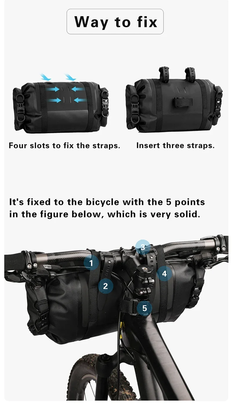 Rhinowalk Bike Handlebar Bag Waterproof Big Capacity 4L-12L Frame Front Tube Cycling Bag Trunk Pannier Bike Accessories
