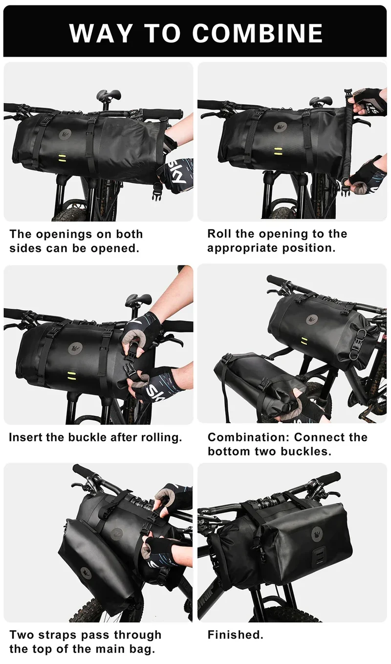 Rhinowalk Bike Handlebar Bag Waterproof Big Capacity 4L-12L Frame Front Tube Cycling Bag Trunk Pannier Bike Accessories