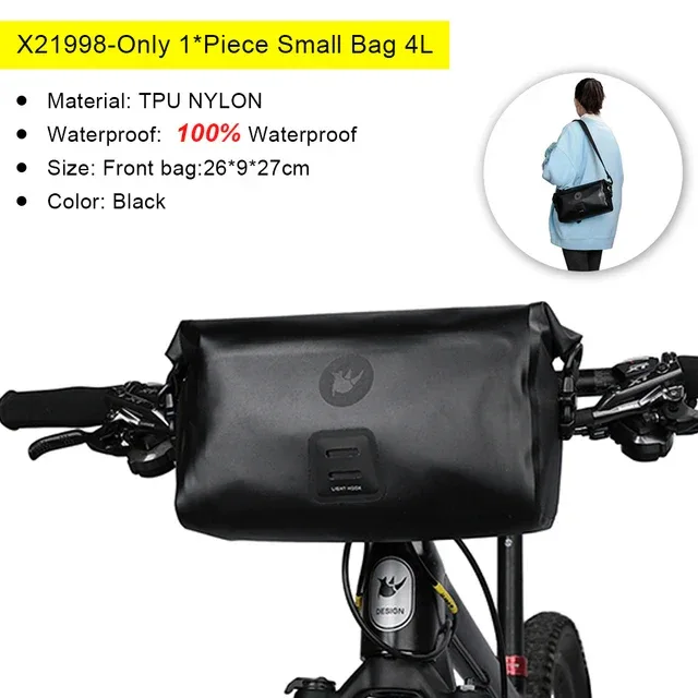 Rhinowalk Bike Handlebar Bag Waterproof Big Capacity 4L-12L Frame Front Tube Cycling Bag Trunk Pannier Bike Accessories