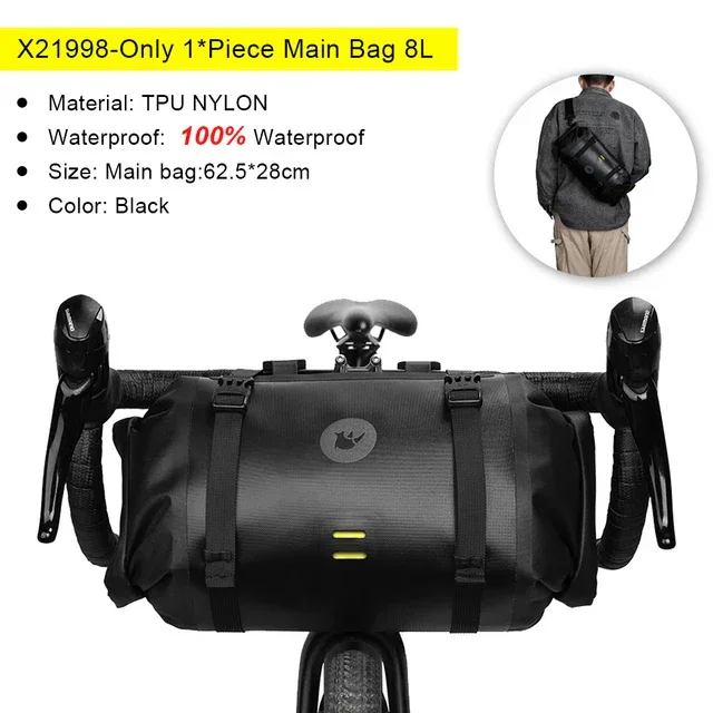 Rhinowalk Bike Handlebar Bag Waterproof Big Capacity 4L-12L Frame Front Tube Cycling Bag Trunk Pannier Bike Accessories