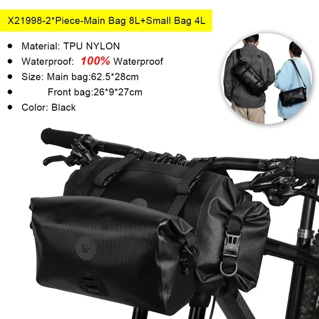 Rhinowalk Bike Handlebar Bag Waterproof Big Capacity 4L-12L Frame Front Tube Cycling Bag Trunk Pannier Bike Accessories